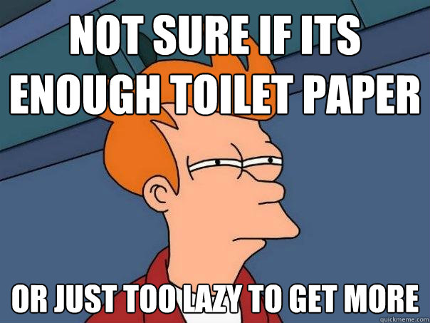 Not sure if its enough toilet paper or just too lazy to get more  Futurama Fry