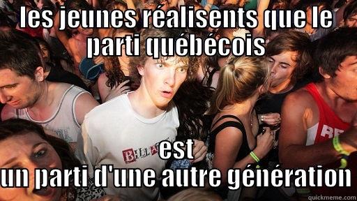 LES JEUNES RÉALISENTS QUE LE PARTI QUÉBÉCOIS EST UN PARTI D'UNE AUTRE GÉNÉRATION Sudden Clarity Clarence