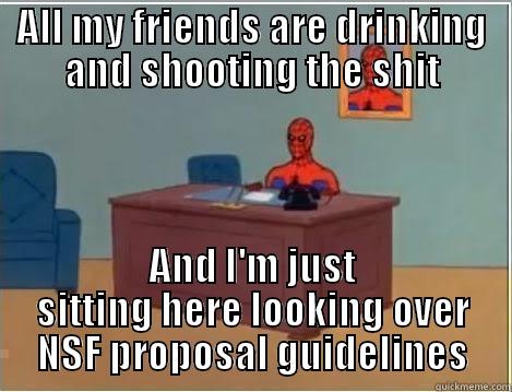 ALL MY FRIENDS ARE DRINKING AND SHOOTING THE SHIT AND I'M JUST SITTING HERE LOOKING OVER NSF PROPOSAL GUIDELINES Spiderman Desk