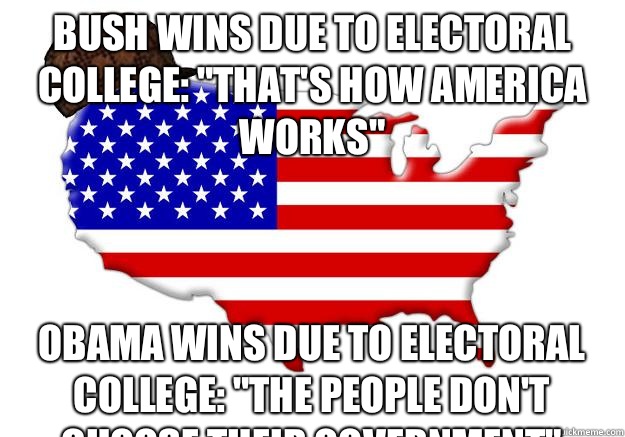 Bush wins due to electoral college: 