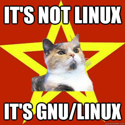 It's not linux it's gnu/Linux  Lenin Cat