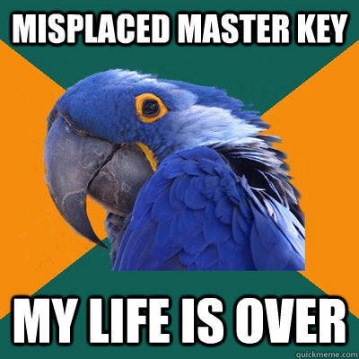 Misplaced master key My life is over  Paranoid Parrot