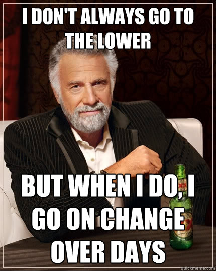 I don't always go to the Lower but when I do, I go on change over days  The Most Interesting Man In The World