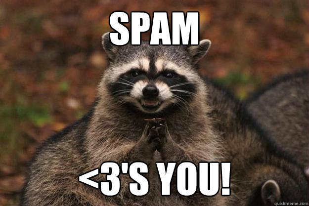 SPAM <3's you!  - SPAM <3's you!   Evil Plotting Raccoon