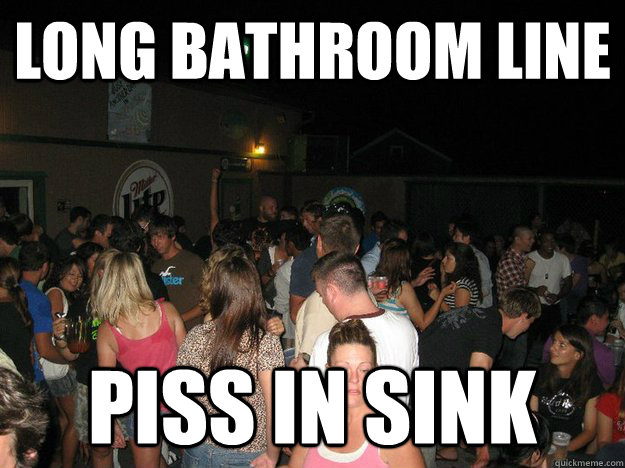 long bathroom line piss in sink  cedar point louies