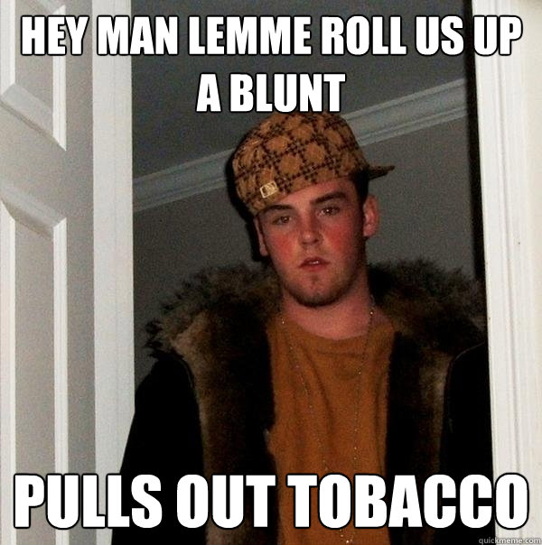 hey man lemme roll us up a blunt pulls out tobacco  Scumbag Steve