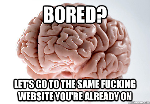 Bored? let's go to the same fucking website you're already on  Scumbag Brain