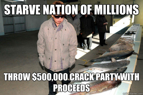 Starve nation of millions Throw $500,000 Crack party with proceeds  