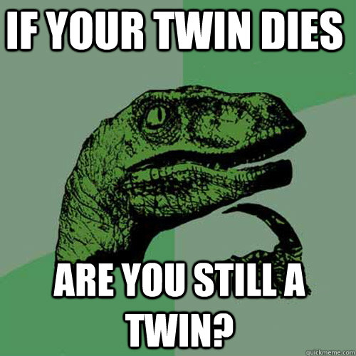 If your twin dies  are you still a twin? - If your twin dies  are you still a twin?  Philosoraptor