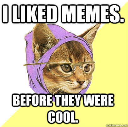 I liked memes. Before they were cool.   Hipster Kitty