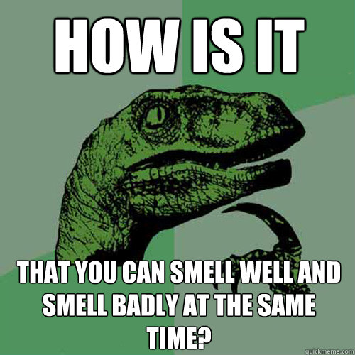 How is it That you can smell well and smell badly at the same time?  Philosoraptor