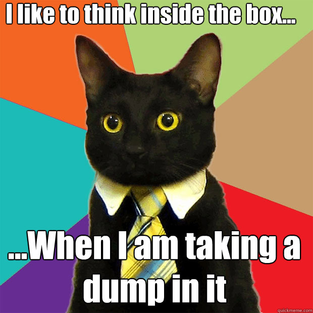 I like to think inside the box... ...When I am taking a dump in it  Business Cat