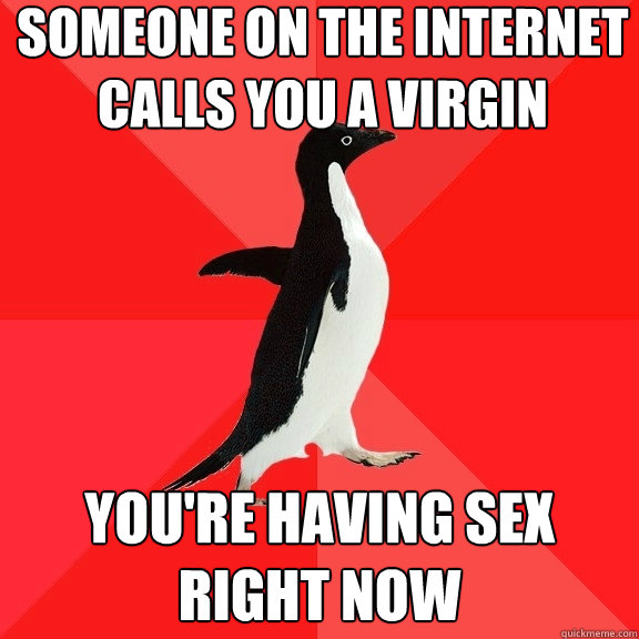 Someone on the internet calls you a virgin You're having sex right now  Socially Awesome Penguin