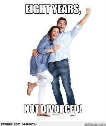 Eight years, not divorced!  