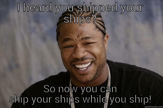 I HEARD YOU SHIPPED YOUR SHIPS? SO NOW YOU CAN SHIP YOUR SHIPS WHILE YOU SHIP! Xzibit meme