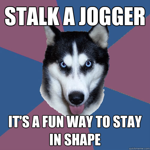 Stalk a jogger It's a fun way to stay in shape  Creeper Canine