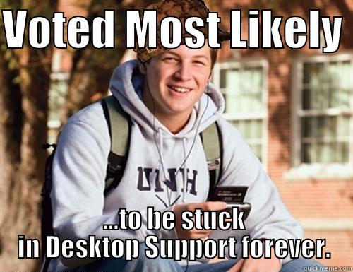 desktop support - VOTED MOST LIKELY  ...TO BE STUCK IN DESKTOP SUPPORT FOREVER. College Freshman