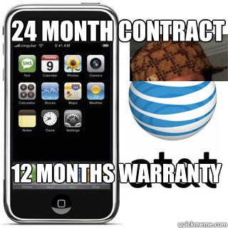 24 month contract 12 months warranty  Scumbag Cell Phone Provider