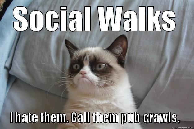 Oh, really? - SOCIAL WALKS I HATE THEM. CALL THEM PUB CRAWLS.  Grumpy Cat