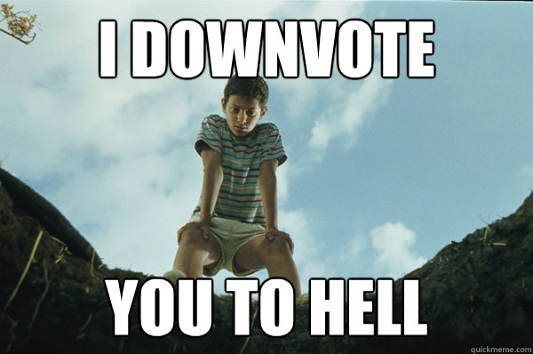 I DOWNVOTE YOU TO HELL  