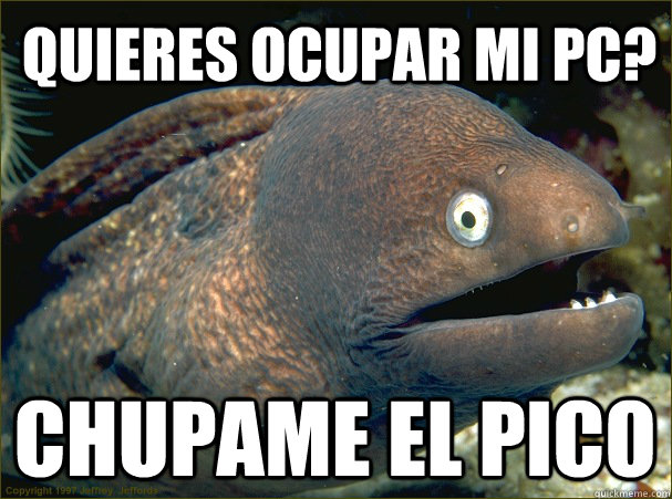 Quieres ocupar mi pc? chupame el pico  Bad Joke Eel