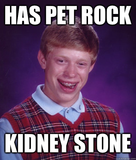 Has pet rock Kidney stone  Bad Luck Brian