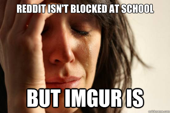 Reddit isn't blocked at school

 But imgur is  First World Problems