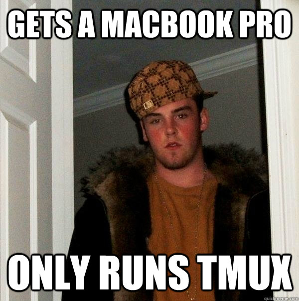 Gets a Macbook Pro only runs tmux  Scumbag Steve