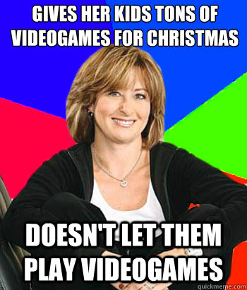 Gives her kids tons of videogames for christmas doesn't let them play videogames  Sheltering Suburban Mom