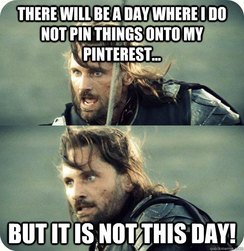 There will be a day where i do not pin things onto my Pinterest... but it is not this day! - There will be a day where i do not pin things onto my Pinterest... but it is not this day!  Aragorn Inspirational Speech