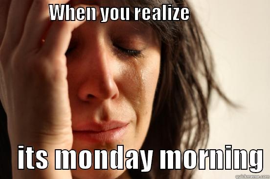               WHEN YOU REALIZE                            ITS MONDAY MORNING First World Problems