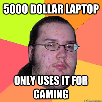 5000 dollar laptop only uses it for gaming - 5000 dollar laptop only uses it for gaming  Butthurt Dweller