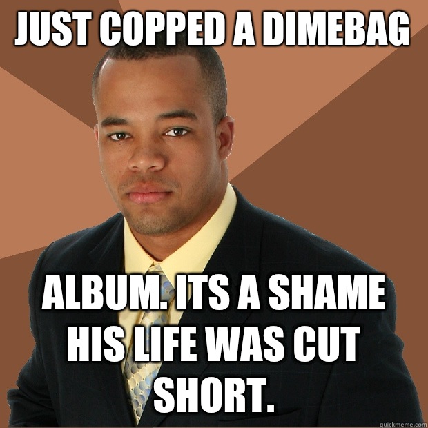 Just copped a dimebag ALBUM. ITS A SHAME HIS LIFE WAS CUT SHORT.   Successful Black Man