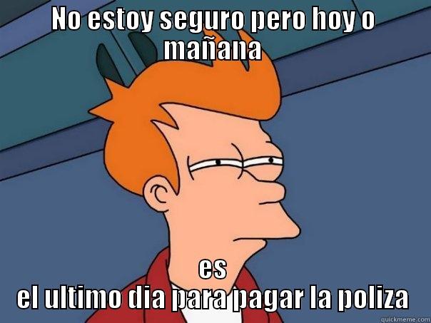 fry en español - NO ESTOY SEGURO PERO HOY O MAÑANA ES EL ULTIMO DÍA PARA PAGAR LA POLIZA Futurama Fry