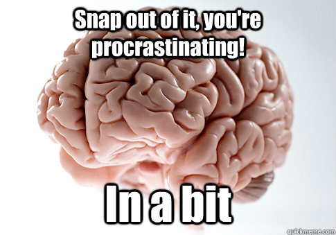 Snap out of it, you're procrastinating! In a bit   Scumbag Brain