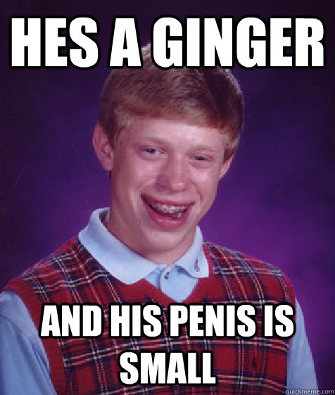 hes a ginger and his penis is small  Bad Luck Brian