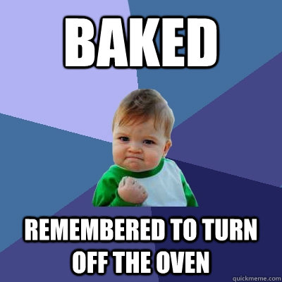 Baked remembered to turn off the oven  Success Kid