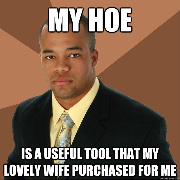 my hoe is a useful tool that my lovely wife purchased for me  Successful Black Man