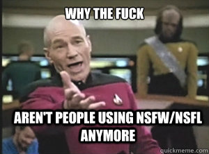 why the fuck aren't people using NSFW/NSFL anymore  Annoyed Picard