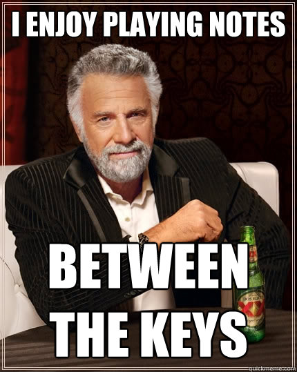 i enjoy playing notes between the keys  The Most Interesting Man In The World