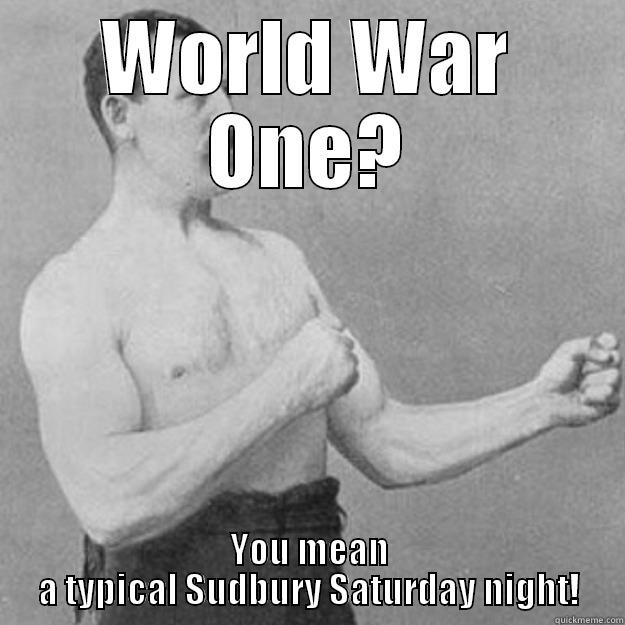 Canada's Response to WW1 - WORLD WAR ONE? YOU MEAN A TYPICAL SUDBURY SATURDAY NIGHT! overly manly man