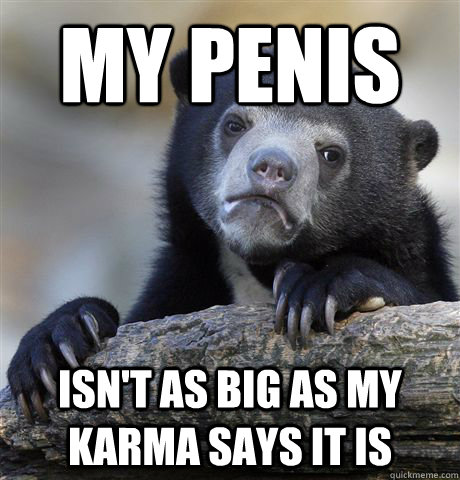 My penis isn't as big as my karma says it is  Confession Bear