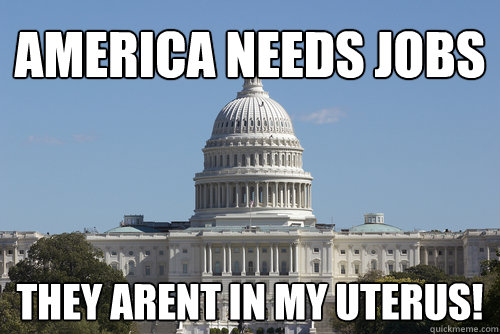 America needs jobs they arent in my uterus!  Scumbag Congress