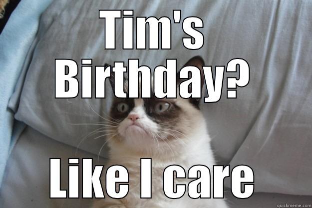 TIM'S BIRTHDAY? LIKE I CARE Grumpy Cat