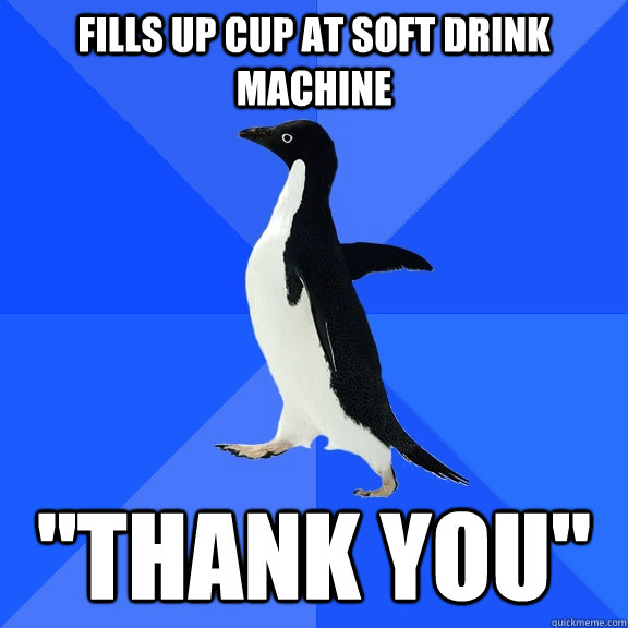 Fills up cup at soft drink machine 