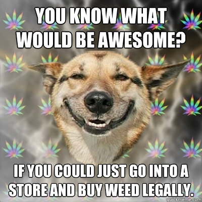 You know what would be awesome? If you could just go into a store and buy weed legally.   Stoner Dog