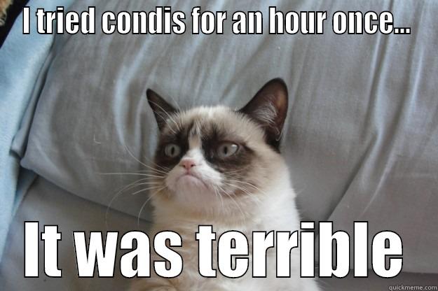 I TRIED CONDIS FOR AN HOUR ONCE... IT WAS TERRIBLE Grumpy Cat