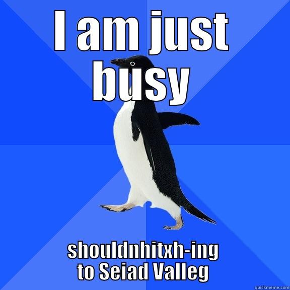 I AM JUST BUSY SHOULDNHITXH-ING TO SEIAD VALLEG Socially Awkward Penguin