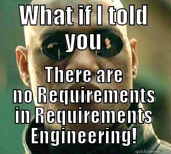 WHAT IF I TOLD YOU THERE ARE NO REQUIREMENTS IN REQUIREMENTS ENGINEERING! Matrix Morpheus