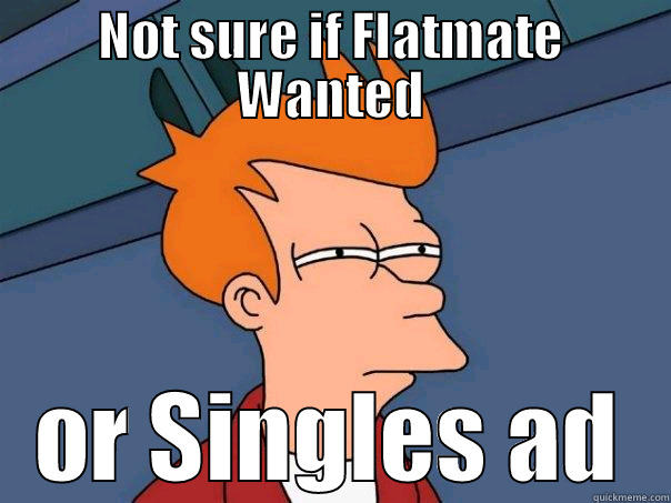 NOT SURE IF FLATMATE WANTED OR SINGLES AD Futurama Fry